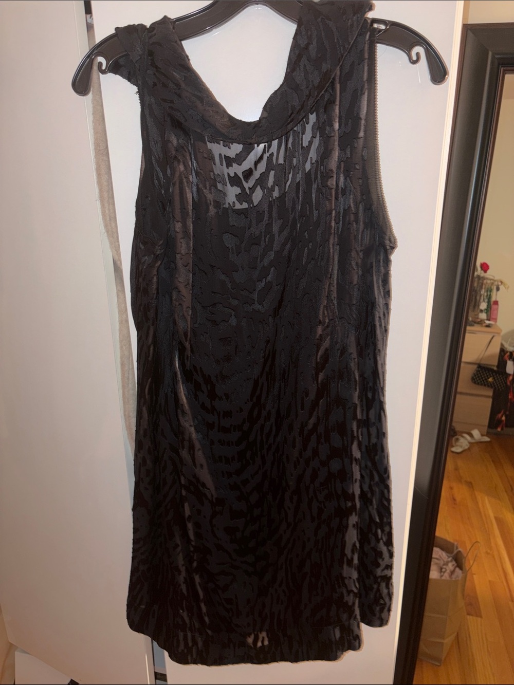 REISS Black Sleeveless Sheer Animal-Print Dress size 10